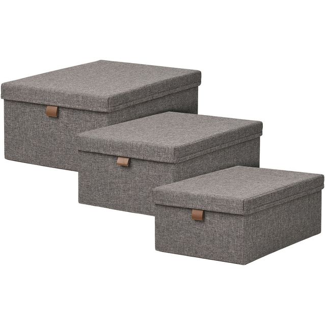 Säilytyslaatikko House Nordic Noto, 3kpl, tummanharmaa tekstiili