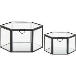 Säilytysrasia House Nordic Torpe, 2kpl, lasi/musta metalli