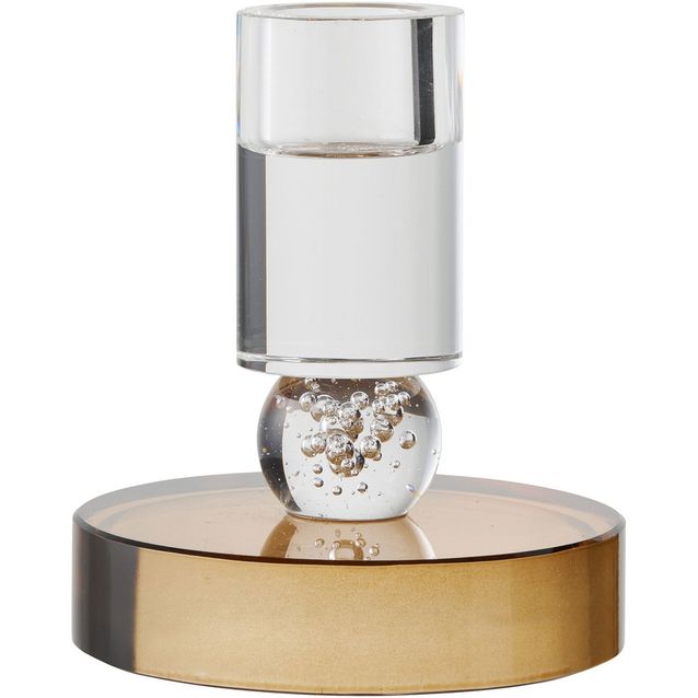 Kynttilänjalka House Nordic, ø8.5x10cm, lasi, ruskea/valkoinen