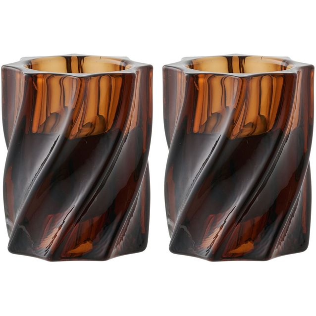Kynttilänjalka House Nordic, 2kpl, lasi, ruskea