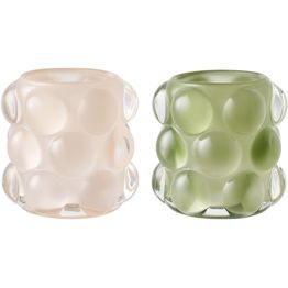 Kynttilänjalka House Nordic, 2kpl, lasi, beige/vihreä
