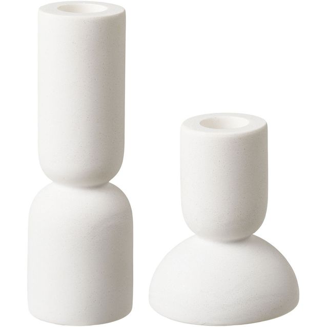 Kynttilänjalka House Nordic, 2kpl, kalkkikivi, valkoinen