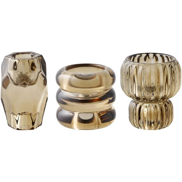 Kynttilänjalka House Nordic, 3kpl, lasi, ruskea