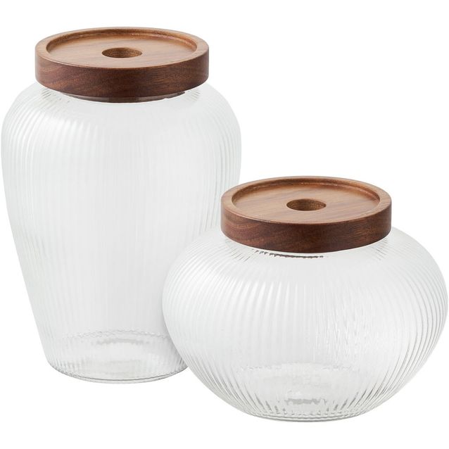 Säilytyspurkki House Nordic Maya, 2kpl, lasi/akaasia