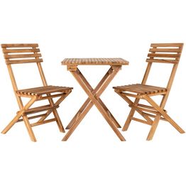 Parvekesetti House Nordic Cuenca, 2 tuolia + pöytä, kokoontaitettava, tiikki, ruskea