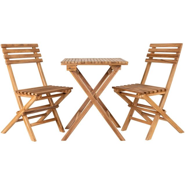 Parvekesetti House Nordic Cuenca, 2 tuolia + pöytä, kokoontaitettava, tiikki, ruskea