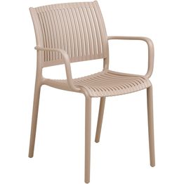 Ruokapöydän tuoli terassille House Nordic Manzano, käsinojilla, pinottava, taupe