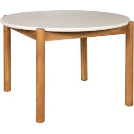 Pyöreä ruokapöytä House Nordic Terracina, ø120cm, akaasia/terrazzo, ruskea/valkoinen