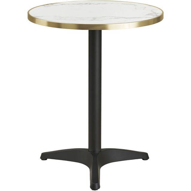 Parvekepöytä House Nordic Bistro, ø60x73cm, alumiinijalustalla, valkoinen marmorikuosi/musta