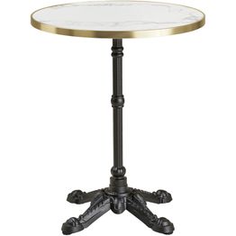 Parvekepöytä House Nordic Bistro, ø60x73cm, valurautajalustalla, valkoinen marmorikuosi/musta