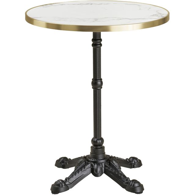 Parvekepöytä House Nordic Bistro, ø60x73cm, valurautajalustalla, valkoinen marmorikuosi/musta