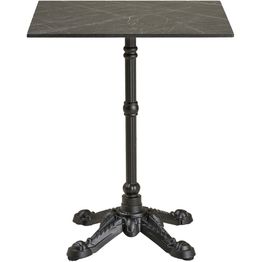 Parvekepöytä House Nordic Bistro, 60x60x73cm, valurautajalustalla, tummanharmaa marmorikuosi