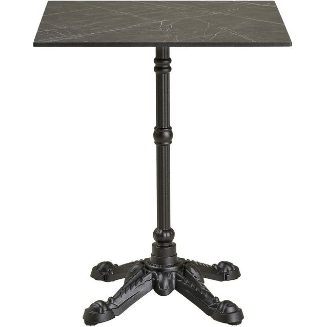 Parvekepöytä House Nordic Bistro, 60x60x73cm, valurautajalustalla, tummanharmaa marmorikuosi