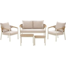 Oleskeluryhmä House Nordic Abela, 4-istuttava, pehmusteilla, beige/ruskea