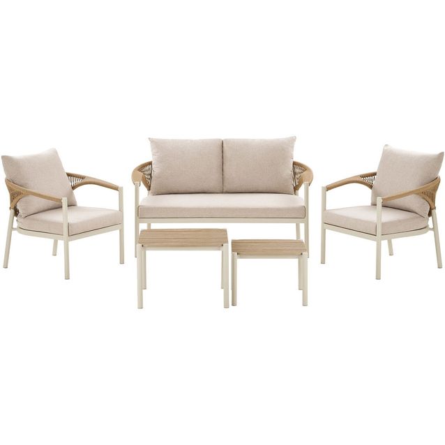 Oleskeluryhmä House Nordic Abela, 4-istuttava, pehmusteilla, beige/ruskea