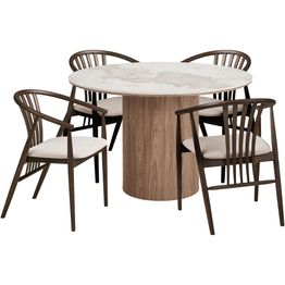 Pyöreä ruokailuryhmä House Nordic Athens/Agustin, 4-istuttava, valkoinen/ruskea