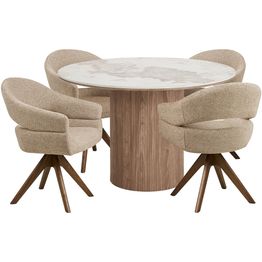 Pyöreä ruokailuryhmä House Nordic Athens/Dover, 4-istuttava, valkoinen/ruskea