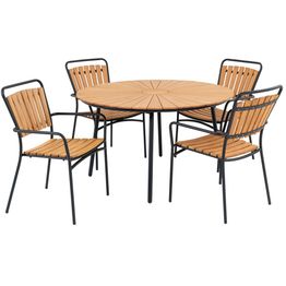 Ruokailuryhmä House Nordic Cleveland, ø130cm pöytä + 4 tuolia, ruskea/musta