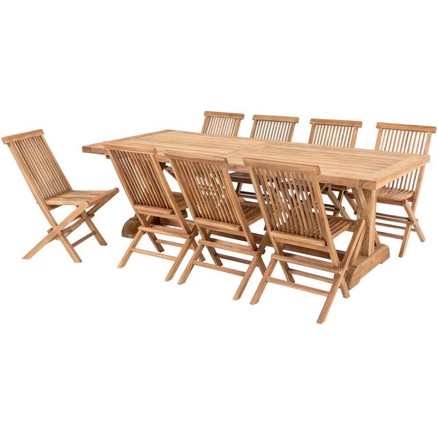 Ruokailuryhmä House Nordic, 240x100cm Volos-pöytä + 8 Toledo-tuolia, ruskea