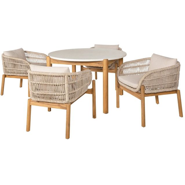 Ruokailuryhmä House Nordic Terracina, ø120cm pöytä + 4 tuolia, beige