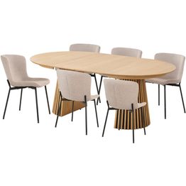 Jatkettava ruokailuryhmä House Nordic Osaka/Maceda, 6-istuttava, tammi/beige