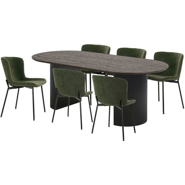 Ruokailuryhmä House Nordic Boavista/Maceda, 6-istuttava, tummanruskea/tummanvihreä