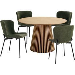 Pyöreä ruokailuryhmä House Nordic Osaka/Maceda, 4-istuttava, ruskea/tummanvihreä