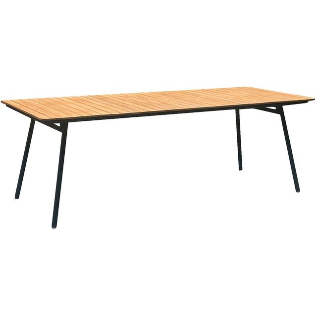 Ruokapöytä House Nordic Cleveland, 220x90cm, tiikki, ruskea/musta