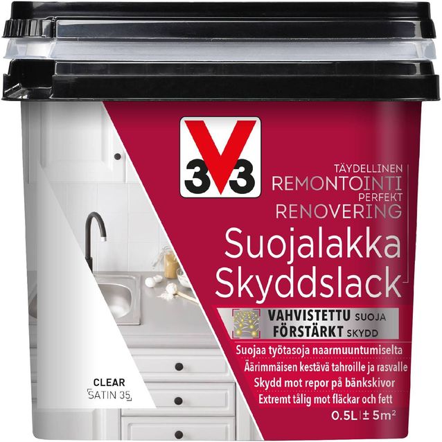 Suojalakka työtasoille V33 satiini 500ml clear