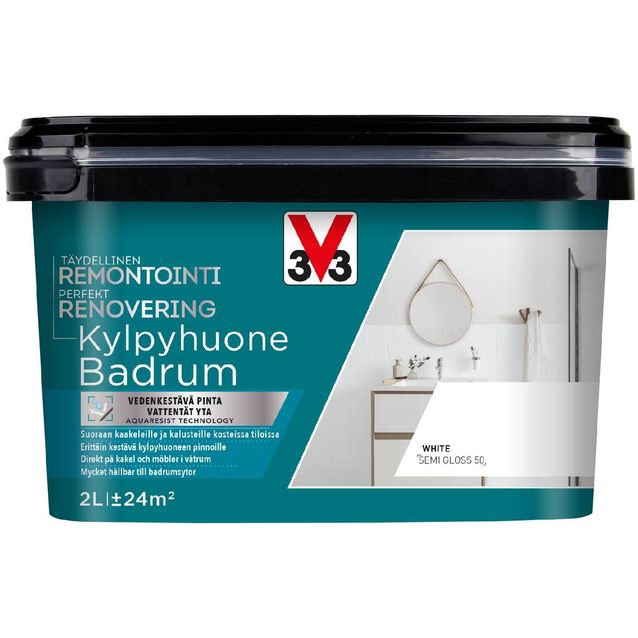 Remontointimaali kylpyhuone V33 puolikiiltävä 2l eri värivaihtoehtoja
