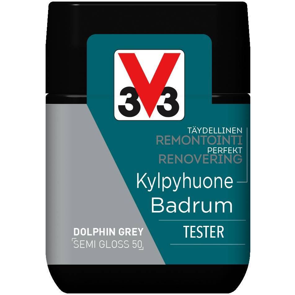 Remontointimaali kylpyhuone V33 puolikiiltävä tester 75ml dolphin grey