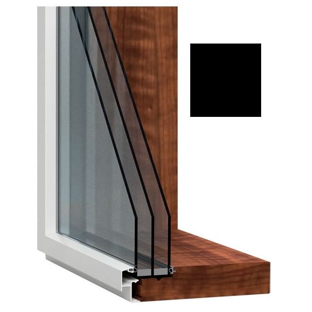 Kiinteä ikkuna HR-ikkunat MEKA 3k, puu-alumiini, musta, karmi 220mm, mittatilaus