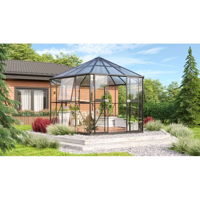 Kasvihuone Vitavia Hera 9m² alumiinirunko lasi musta