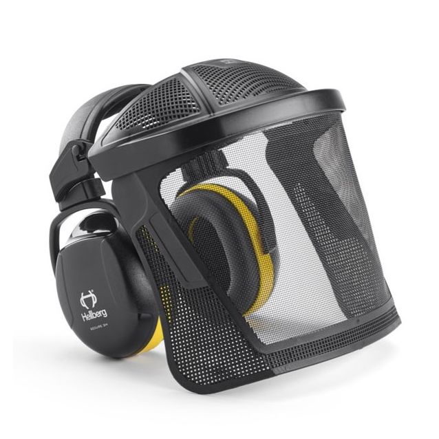 Kuulosuojaimet ja visiiri Hellberg Secure Safe 2 sangalla nylonverkko