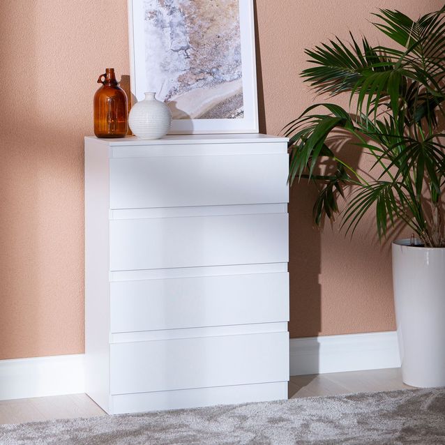 Lipasto Huoku Veera, 4 laatikolla, 70x40x100cm, valkoinen