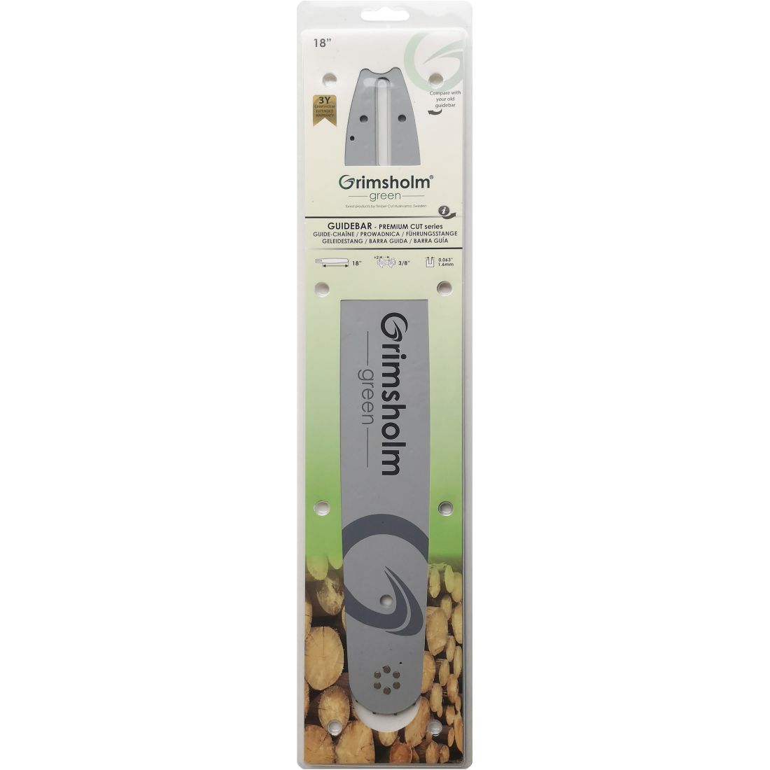 Moottorisahan laippa Grimsholm 18" 3/8" 1.6mm Premium Cut