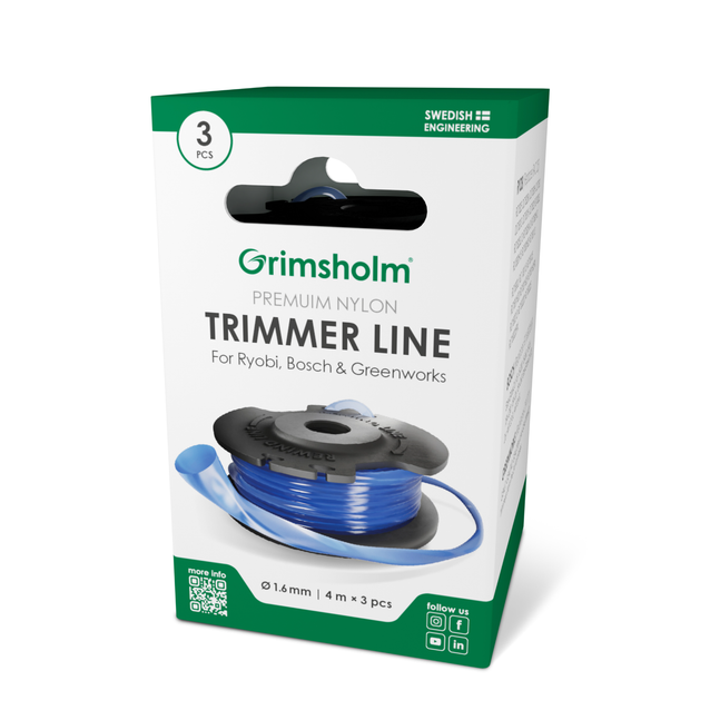 Trimmerisiima ja kasetti Grimsholm Ryobi Bosch.greenworks -laitteille