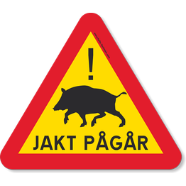 Magneettikyltti 5etta metsästys käynnissä kolmio