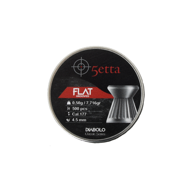 Ilmakiväärin luodit 5etta Flatgrooved 4.5mm 0.5g / 7.71gr 500kpl