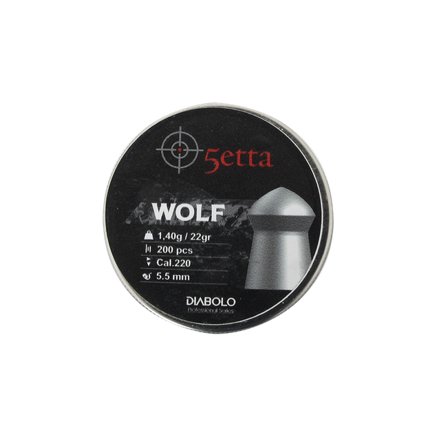 Ilmakiväärin luodit 5etta Wolf 5.5mm 1.40g / 22gr 200kpl
