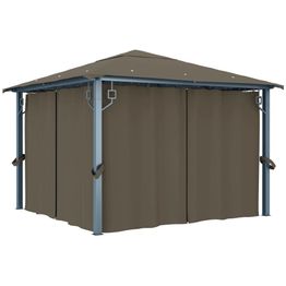 Huvimaja verhoilla 300x300 cm harmaanruskea alumiini