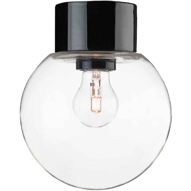 Kattovalaisin Ifö Electric Classic Glob Ø150mm kirkas kupu musta suora IP54