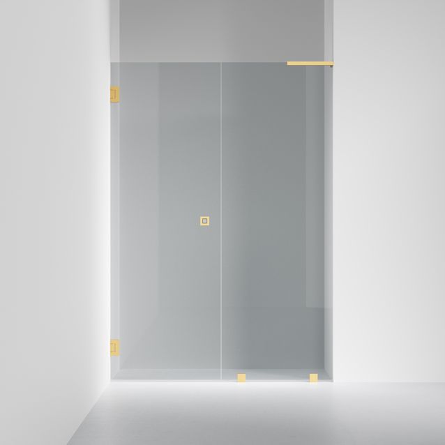 Suihkuseinä INR Arc 4 Original, mittatilaus, harjattu messinkiprofiili, savulasi, vasen