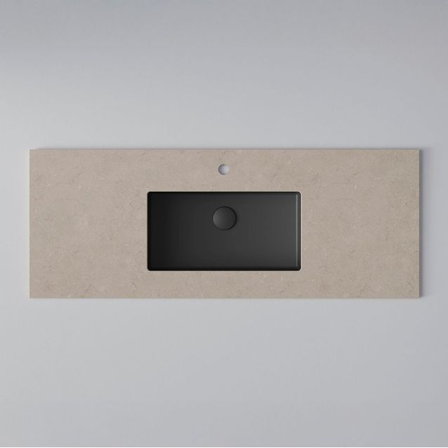Kylpyhuoneen pöytätaso pesualtaalla INR Wave, Matte Black, Alapuolelta asennettu pesuallas (C), Reikä hanalle, 12×460mm