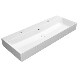Pesuallas Interia Kube X 120x47cm, tasainen pohja, 2 hanareikää, ExtraGlaze-pinnoite, valkoinen