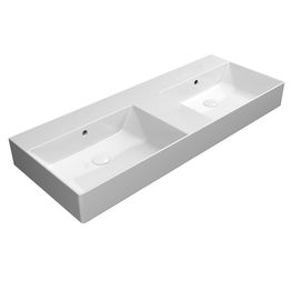 Pesuallas Interia Kube X 120x47cm, kaksoisallas, ei hanareikää, ExtraGlaze-pinnoite, valkoinen