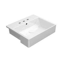 Pesuallas Interia Kube X 55x47cm, 3 hanareikää, ExtraGlaze-pinnoite, valkoinen