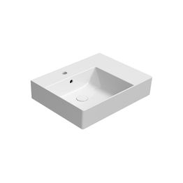 Malja-allas Interia Kube X 60x47cm, tasainen pohja, oikea, ExtraGlaze-pinnoite, valkoinen 