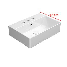 Malja-allas Interia Kube X 50x37cm, 3 hanareikää, ExtraGlaze-pinnoite, valkoinen