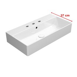 Malja-allas Interia Kube X 70x37cm, 3 hanareikää, ExtraGlaze-pinnoite, valkoinen